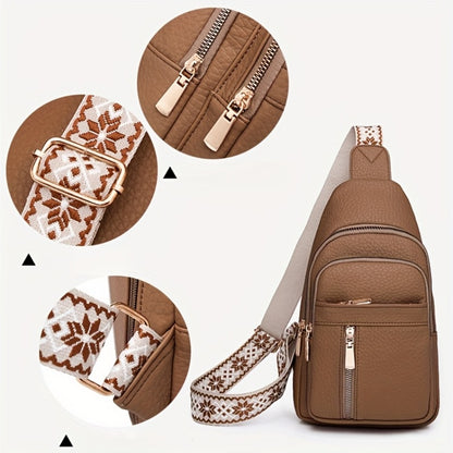 Women's High Quality Synthetic Leather Crossbody Bag with RFID Blocking - Adjustable Chain Strap & Multipocket Organizer Suitable for Travel,, Daily Use - Lightweight Slung Bag with Zipper Closure & (RFID Blocking)