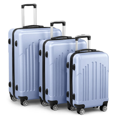 3pcs Hard Luggage Set with Combination Lock And 360° Spinner Wheels - Lightweight Carry-On Check-In Suitcases (20"/24"/28"), Durable PP And Iron-Aluminum Frame, Zipper Closure for Business Travel, Airplane, Train