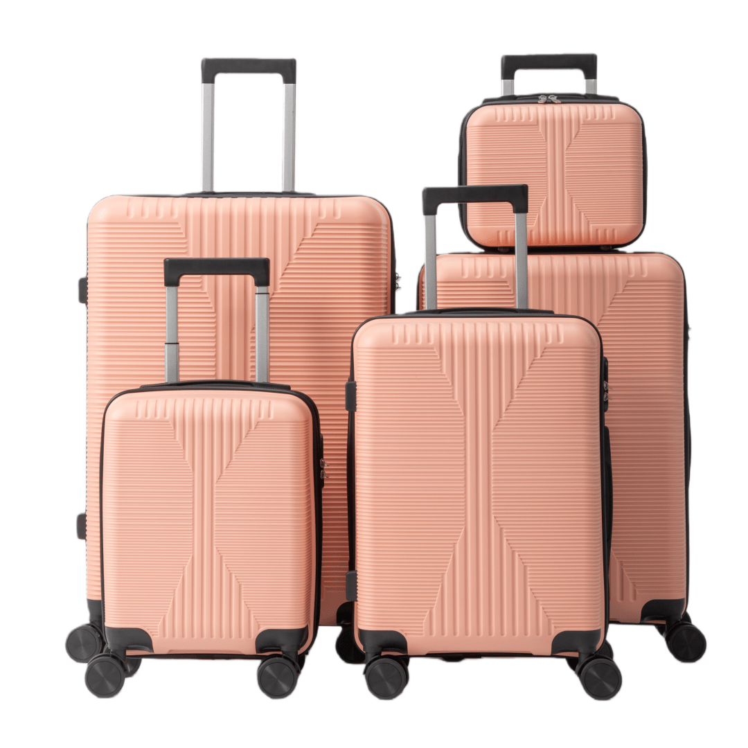 Luggage Sets, 5 Piece PP Durable Suitcase Set with Spinner Wheels, 5 Pcs Hard Shell Lightweight Luggage, Large Checked Travel Suitcases, 12/16/20/24/28 Inch, For short trips, returning to school, business trips, Gift