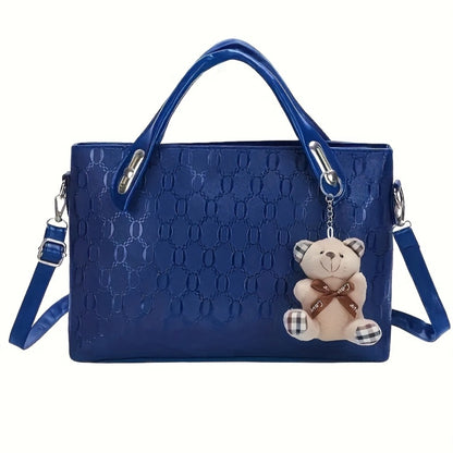 4pcs Women'S Fashionable Handbag Set, Women'S Bag Set, A Small Bear Pendant Is Included Randomly (color And Style Are Random), Very Suitable For Daily Commuting - Large Capacity Bag