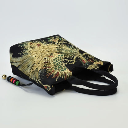 Embroidered Bag Peacock Embroidery Shoulder Portable Diagonal Package Satchel Handbags Purse
