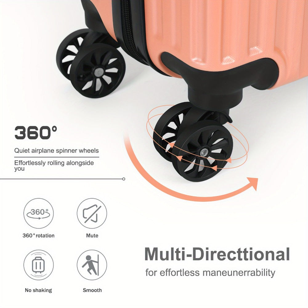 2pcs Hardside Luggage Set 20In Carry-On And 14In Bag, Spinner Wheels, TSA Approved Lock, Hooks, for Short Trips And Business Travel