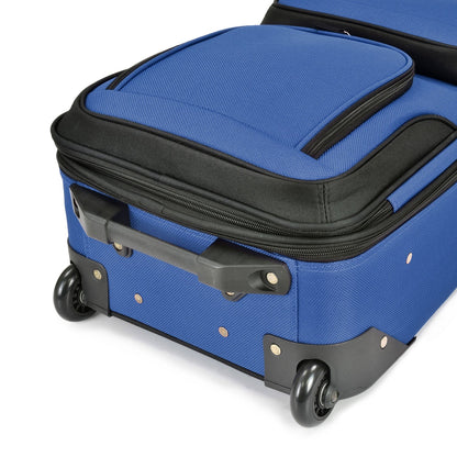 U.S Traveler Rio 2-Pcs Polyester Carry-onSuitcase w/ Tote | Soft Shell Lightweight, Softside Expandable & 360° Dual Spinner Wheels | Airline Approved 21" + 10" | Matching Color, Black, Blue, Green, Teal, Purple, Red, Yellow, Pink, Camo, Gray - Travel Lugg