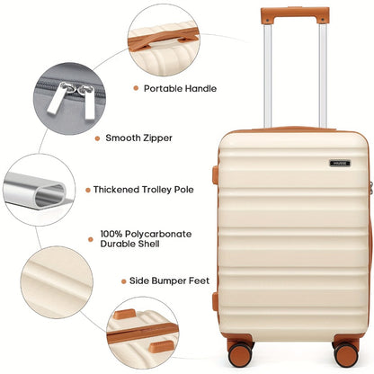 Suitcase Set 3pcs, 20in Carry On Luggage with TSA Lock Spinner Wheels Extension Handle, PC Hard Shell Luggage Set, Suitcase with Fully Lined Interior