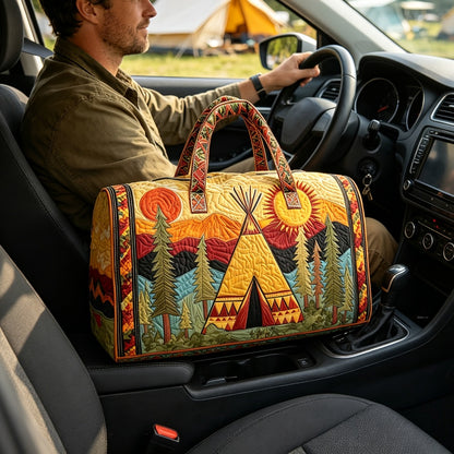 Unisex Bohemian Tribal Comfort Quilted Duffle Weekender Bag - Soft Travel Duffle Suitable for Weekend Getaways, Airports Casual Outfits, 2 Size Options Quilted Bag with Design, Machine-Washable Suitable for Men Women
