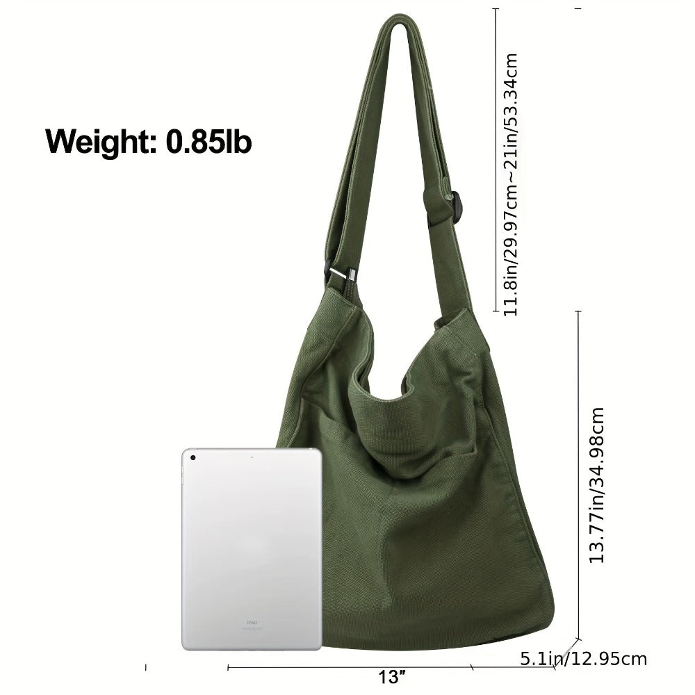 Canvas Hobo Crossbody Shoulder Tote Bag for Women And Men W/Multi-Pocket Casual Purse Messenger Bags Travel Work
