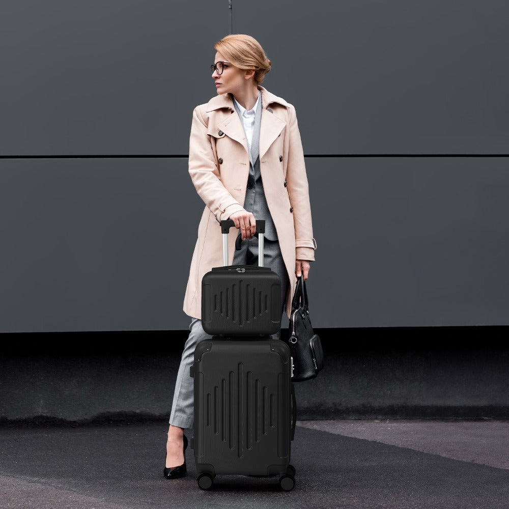 2pcs 20"+12" Lightweight Hardside Luggage Set, Spinner Suitcase Carry-On + Checked Bag, TSA Lock, Airline Approved, Durable Travel Luggage for Women & Men