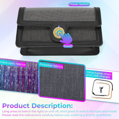 LED Bags Light Up Purse Black CrossBody Purse Evening Clutch Luminous Crossbody Bag Glow Handbags That Transforms Into 7 Colors Party Purse