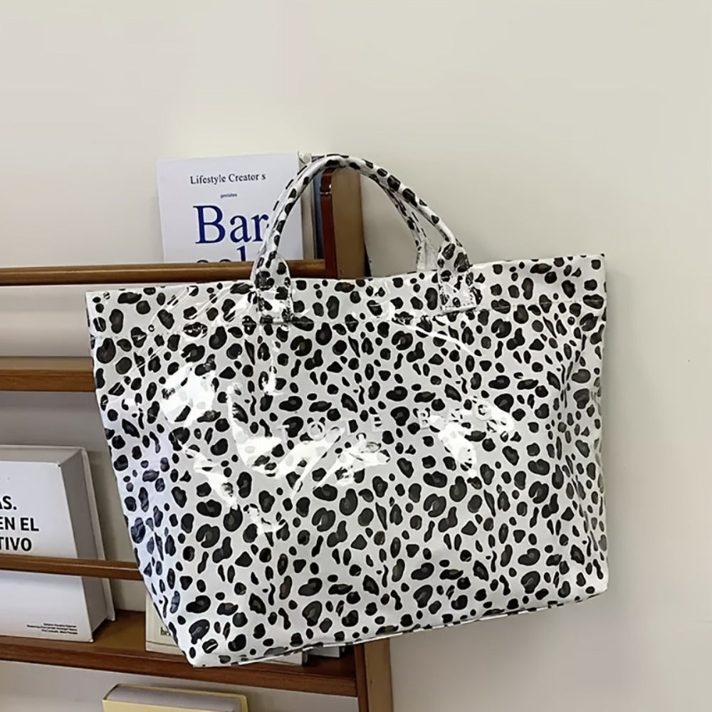Women'S High Quality PVC And Wrinkle Paper Transparent Handbag - Large 13.2-Inch Transparent Shoulder Bag with 2 Compartments, White Letter Printed Design, Suitable for Work, Travel, Beach, And Daily Use, High Quality Bag