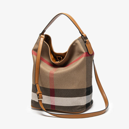 [Retro Bucket Bag] Plaid Bucket Bag, Retro And Durable, Suitable for Daily Storage, Commuting And Shopping, a Practical Gift