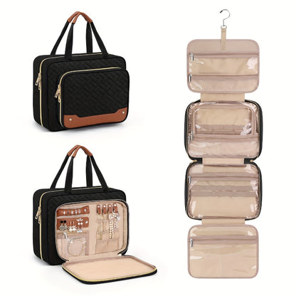 [Travel Weekender Bag] Toiletry Bag With Hanging Hook Jewelry Organizer Makeup Cosmetic For Travel Weekender 12''*4.3''*9'' For Women Wife Cruise