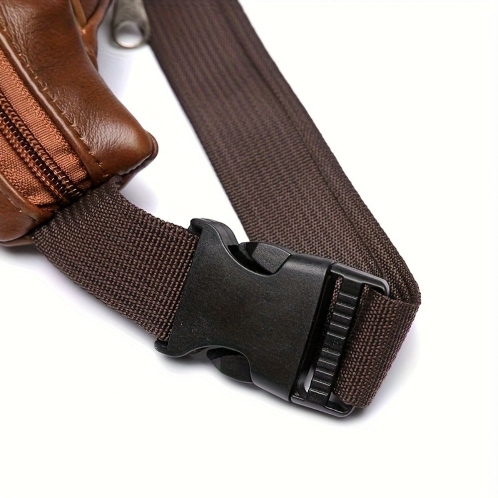 High Quality Genuine Faux Leather Waist Bag - Adjustable Shoulder Straps, Soft Cowhide Crossbody Bag, Suitable for Daily Commuting And Outdoor Running Sports