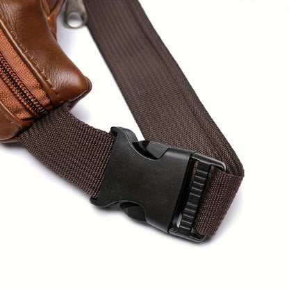 High Quality Genuine Faux Leather Waist Bag - Adjustable Shoulder Straps, Soft Cowhide Crossbody Bag, Suitable for Daily Commuting And Outdoor Running Sports