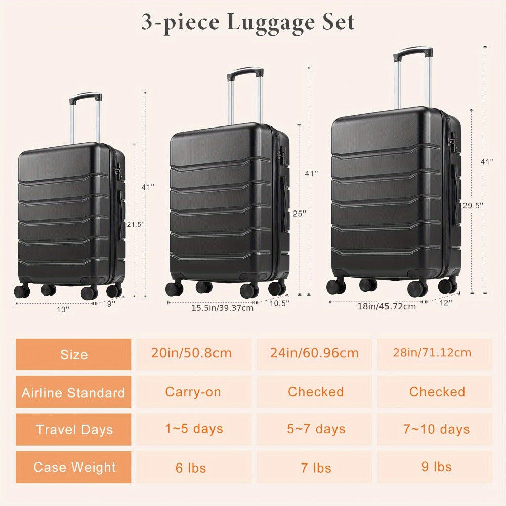 20/24/28 Inch Carry On Luggage - Hard Shell ABS Suitcase With Double Spinner Wheels, Lightweight Expandable Rolling Luggage With TSA Lock - For Travel - Suitable for Business & Leisure - Ideal Gift for Frequent Travelers