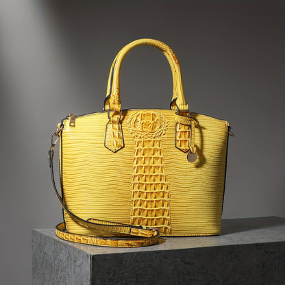 Women'S Work Handbag Featuring a Crocodile Design, a Spacious Crossover Style, And a High-End Fashionable Look. This Elegant Bag Includes a Detachable Shoulder Strap And a Secure Zipper, Making It a Perfect Gift for Christmas Or Thanksgiving