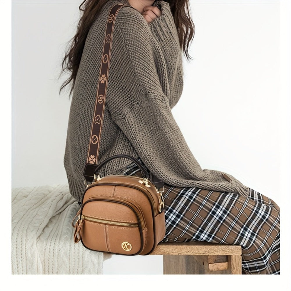 Women's Handbag with Adjustable Crossbody/Shoulder Strap, Multi- - Suitable for Casual &, Zipper Closure, - Stylish Small Bag