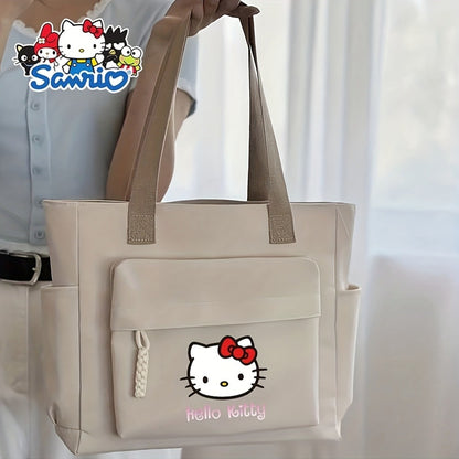 Sanrio Hello Kitty Tote Bag, Briefcase Laptop Bag - Large Capacity Multi-Pocket Durable Nylon Handbag with Zipper Closure, And, Perfect for Commuting, Travel, And Casual Outings