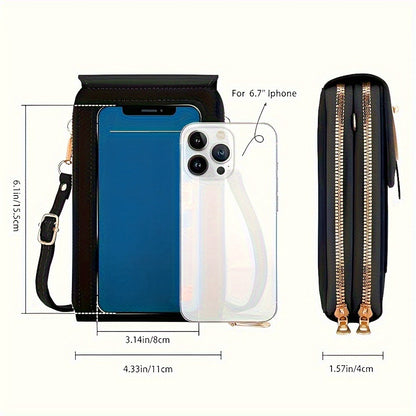 Women'S Fashion Transparent Mobile Phone Bag Coin Wallet - Adjustable Shoulder Straps, Zipper Pocket, Versatile Transparent Mini Wallet Mobile Phone Bag - Daily Use And Perfect Gift