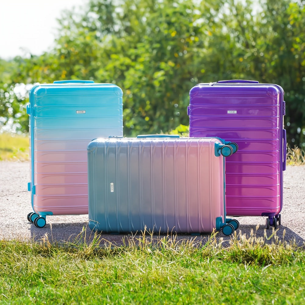 UUH - 4pcs Luggage Set - Sturdy ABS Material Luggage, Smooth Dual Wheels, TSA Certified Locks, 13/20/24/28 Inch Sizes, Gradient Colours, 13 Inch Carry-on Case Included, Ultra-lightweight Design - Perfect for Travelling