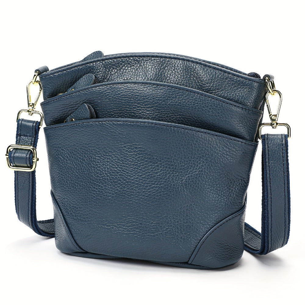 Premium Genuine Cowhide Leather Crossbody Bag - Luxurious, Versatile, And Spacious With Ample Storage - Handbag Purse Cross Body Bow Pendant Organizer Smart Phone Pockets