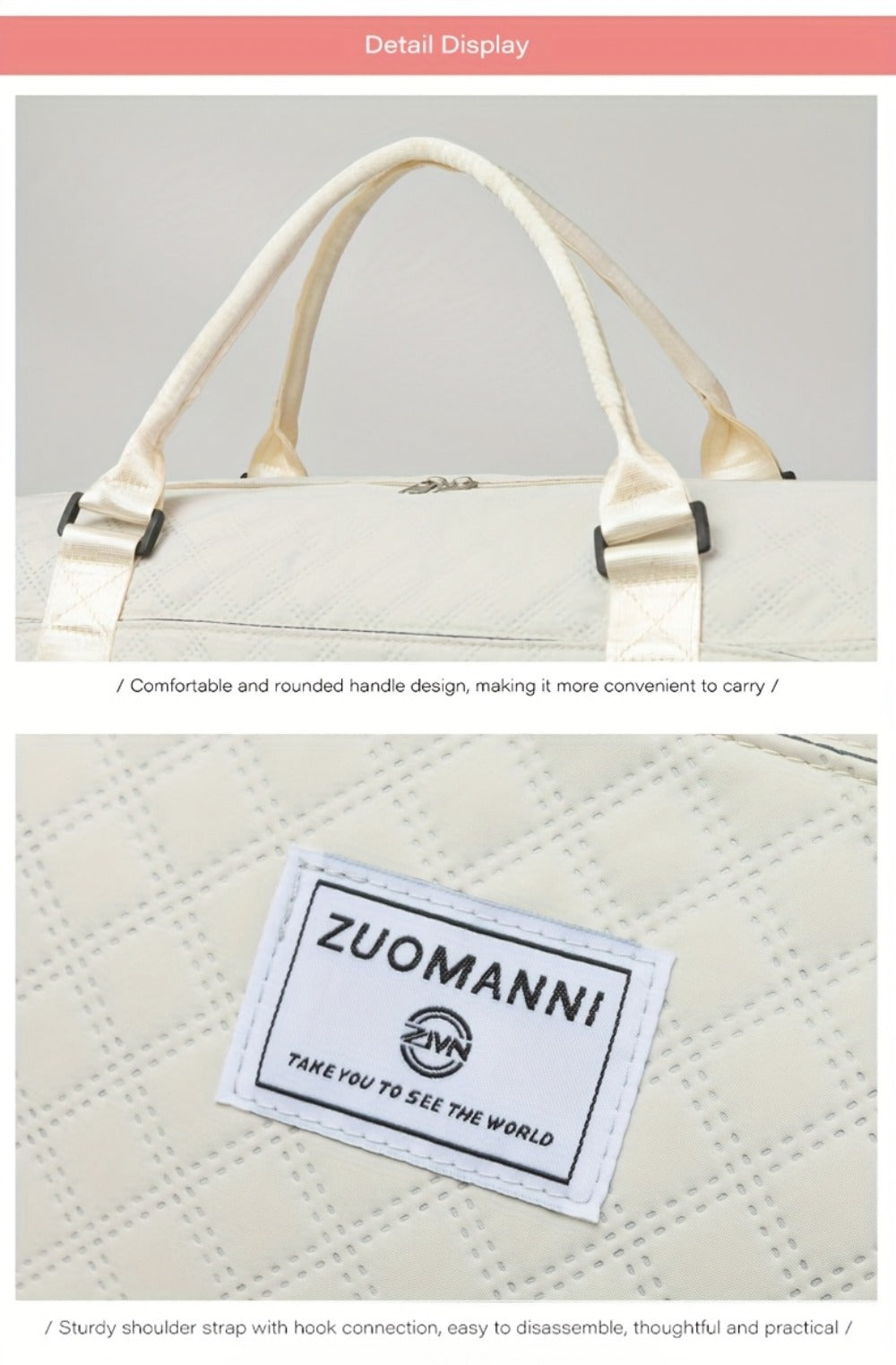 Spacious Multifunctional Travel Bag with a Separate Shoe Compartment, Perfect for Yoga And Fitness. This Quilted Crossbody Bag Is Ideal for Weekends And Comes As a Two-Piece Set, Making It a Great Gift for Valentine'S Day, Ramadan, Or The New Year