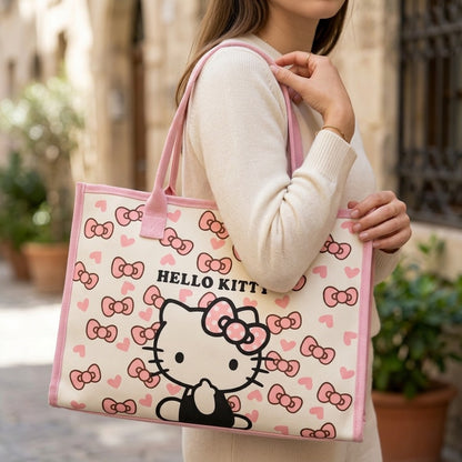 Sanrio Cute Hello Kitty Tote Bag. A Lovely Hello Kitty Shoulder Bag with A Large Capacity, Suitable for Trips. It Makes An Ideal Birthday Gift Or A Delightful Surprise for Festivals.