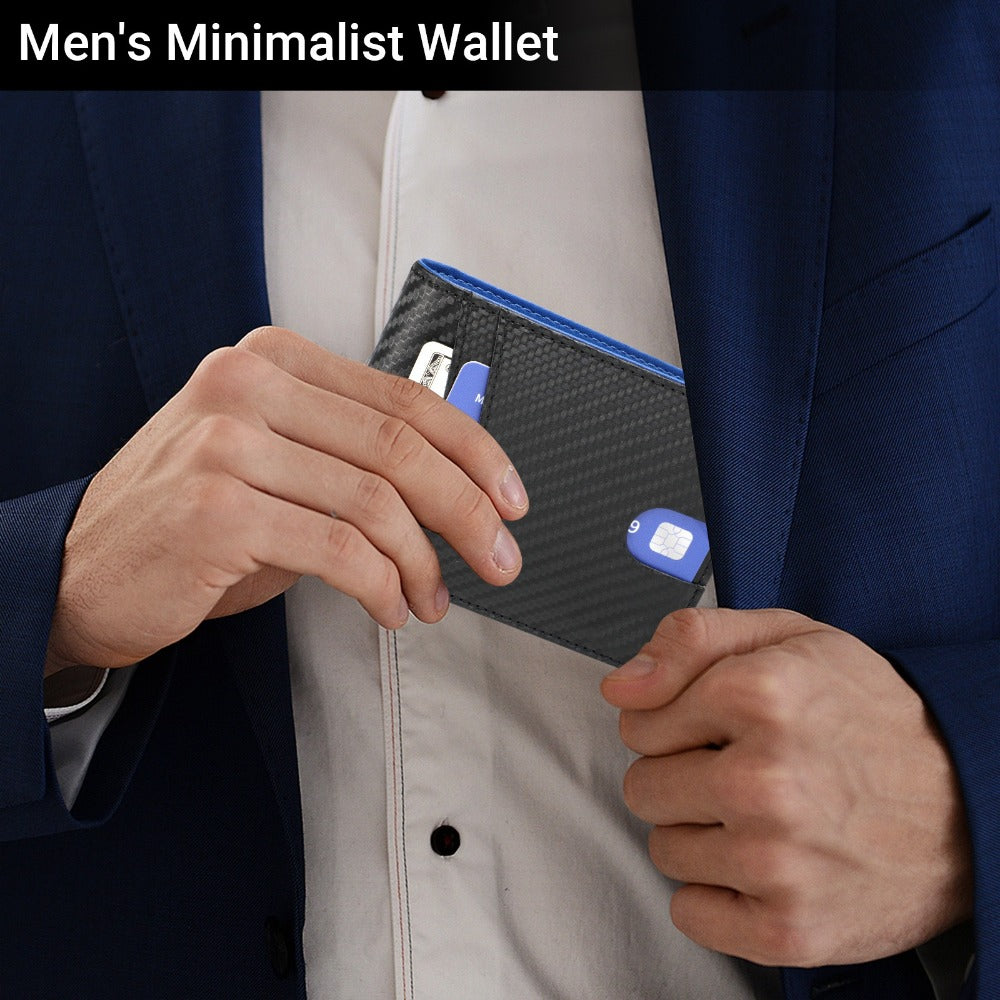 1pc Men's Wallet, Fashion Carbon Fiber & Crosshatch Design, Multiple Colors, Stylish & Slim Bifold, Casual Business Gift for Men