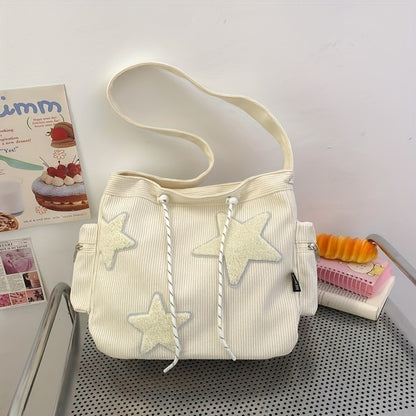 Cute Design Star Female Student Outgoing Work Large-Capacity Commuting Support Corduroy Shoulder Crossbody Bag