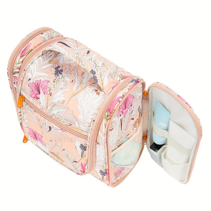 Women' Large Hanging Toiletry Bag - Large Capacity Travel Cosmetic Organizer with Hanging Hook & Top Handle, Lightweight Suitable for Holiday Trips, Zipper Closure, Multiple Pockets, Portable Makeup Case for Daily Commute and Storage