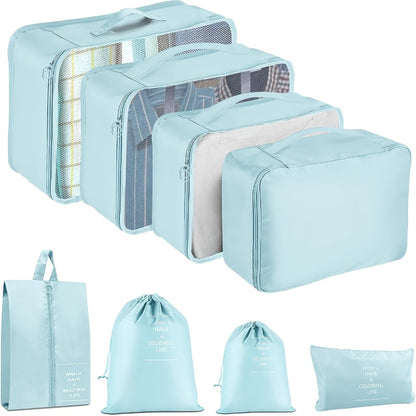 8pcs Set Packing Cubes for Suitcase, Packing Cubes for Carry On Suitcases, Luggage Organizer for Travel Essentials, Large Mesh Luggage Bag for Suitcases