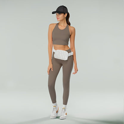 Women'S Crossbody Sports Bag with a Quilted Plaid Design, Suitable for Running And Cycling, Featuring a Spacious Waist Bag
