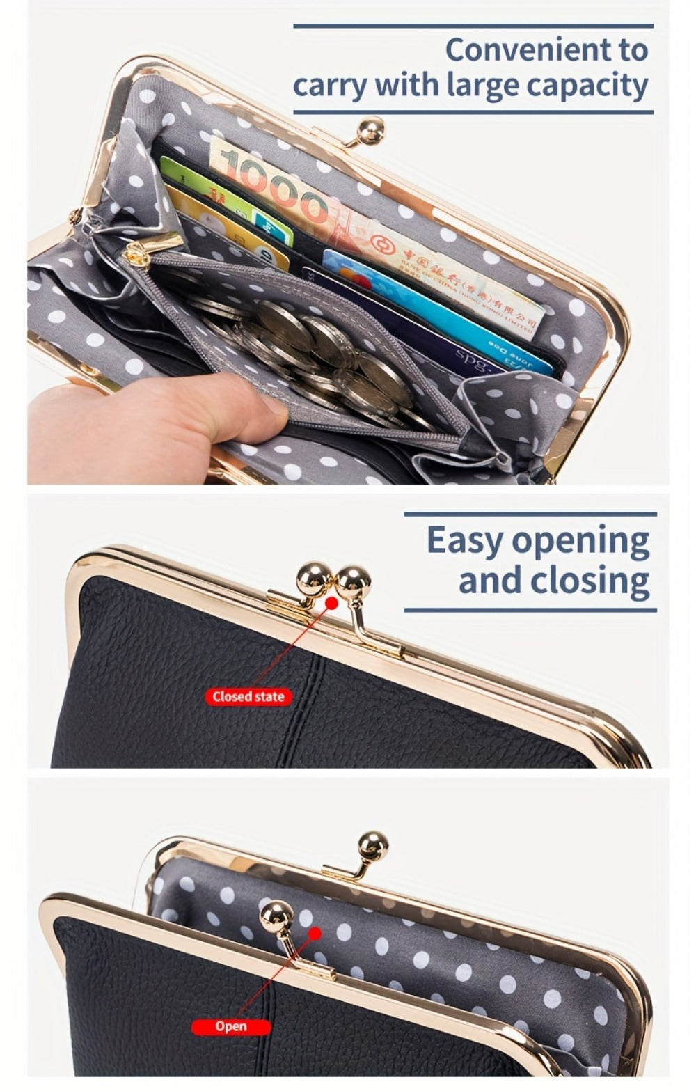 Trendy Genuine Leather Wallet, Solid Color Card Holder, Perfect Clutch Bag for Daily Use