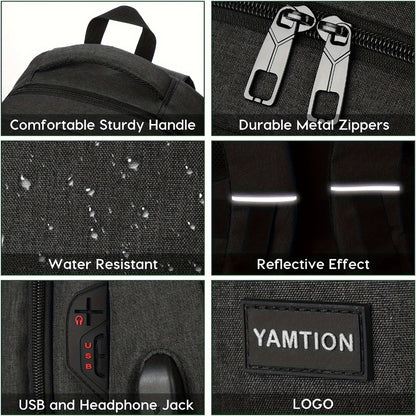 Unisex Backpack - School Backpack Bookbag for Teen Boys & Girls Laptop Backpack with USB Charging Port - For College, Work & Business
