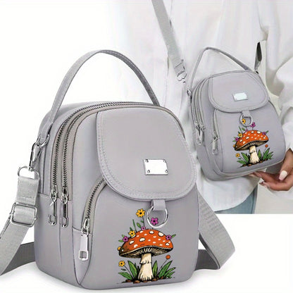 1pc Flowering Mushroom 2 Pattern Travel Play Oblique Span Bag Versatile Portable Oblique Span Bag Daily Fun Bag One Shoulder Outer Neutral Bag Mobile Phone Bag Daily Commuter