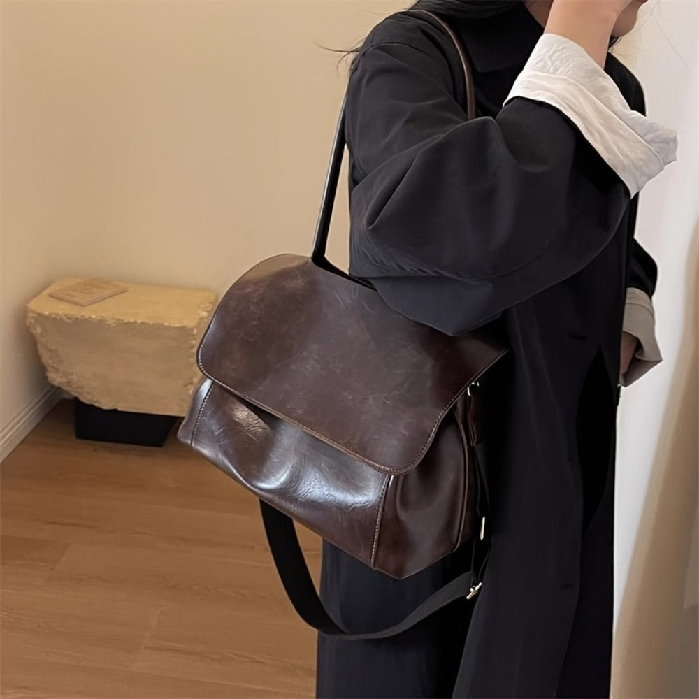 Crossbody Bag for Women – Vintage Leather Satchel Handmade Top | Bag Vero – detail view 6