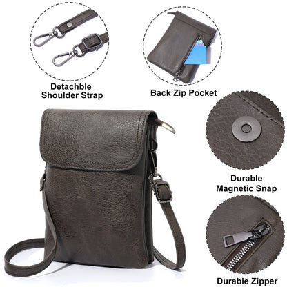 Ladies' Crossbody Purse - Adjustable Strap, Zip Closure, Multiple Compartments for Phone And Essentials, Brown, Phone Holder | Easy Design, Compact Crossbody Purse, Holiday Gift