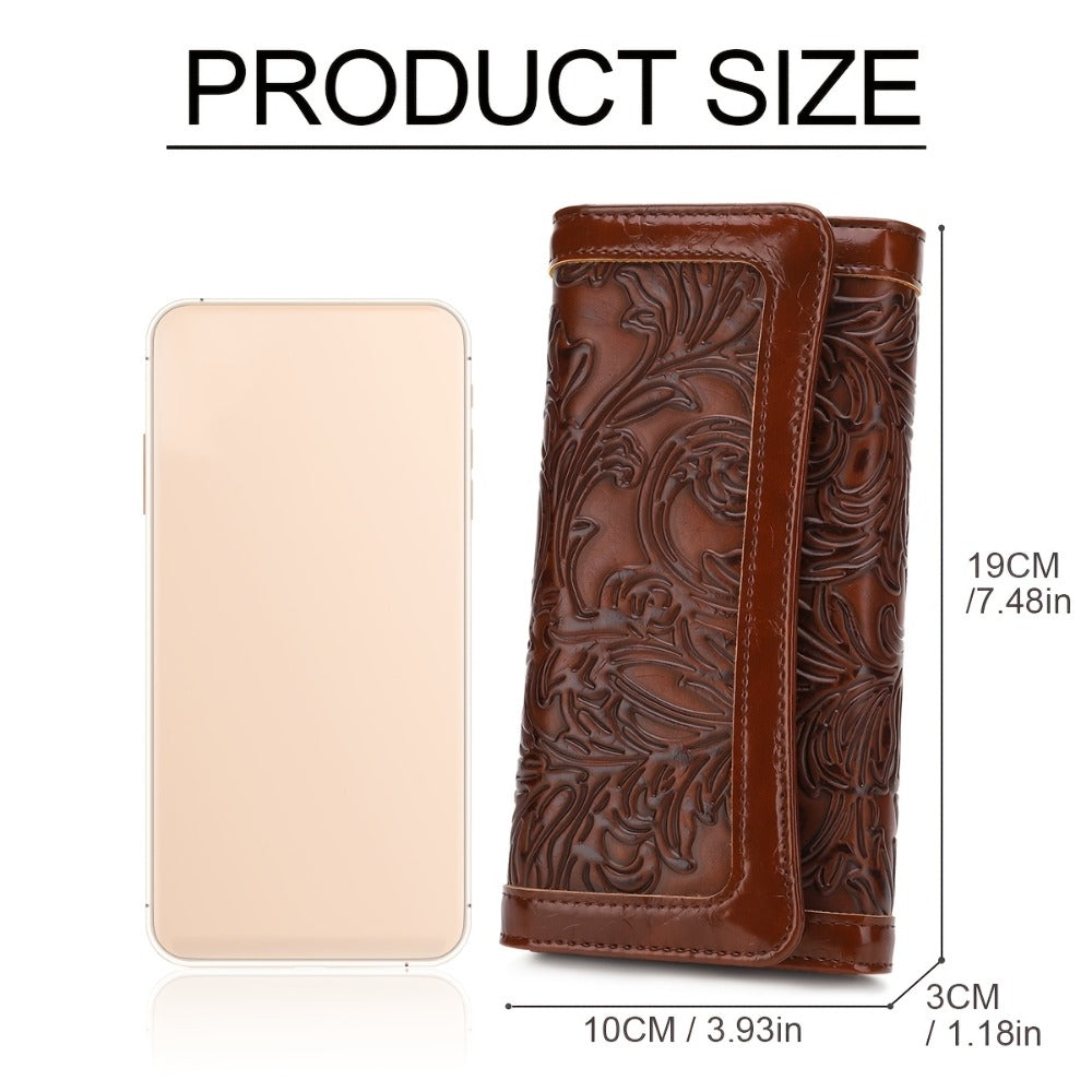 Women'S Embossed Wallet PU RFID Blocking Trifold Ladies Purse Long Clutch Card Holder Phone Checkbook Organizer Gifts for Women Tote Bag for Mom Gift Love