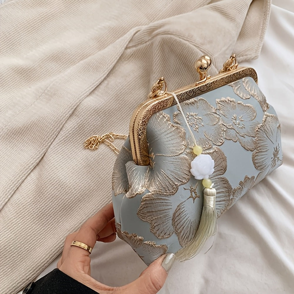 [Christmas Gift Bags] Evening Bags for Women Elegant And Classy, Retro Crossbody Bags, Ethnic Style Evening Bags, Fashion Shoulder Bag with Metal Chain, Handbags for Women Designer, Crossbody Bag Purse Christmas Bags for Gifts Christmas Gift Bags
