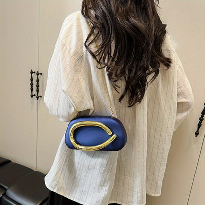 Women'S Evening Clutch with Golden Metal Handle And Removable Chain Shoulder Strap, Minimalist Acrylic Bag Perfect for Weddings And Parties, Designed with Magnetic Closure, Lining, Coin Pocket, And Photo Compartment
