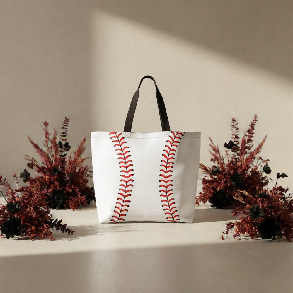 Woman Baseball Tote Handbag Large Oversize Casual Sports Mom Beach Travel Bag