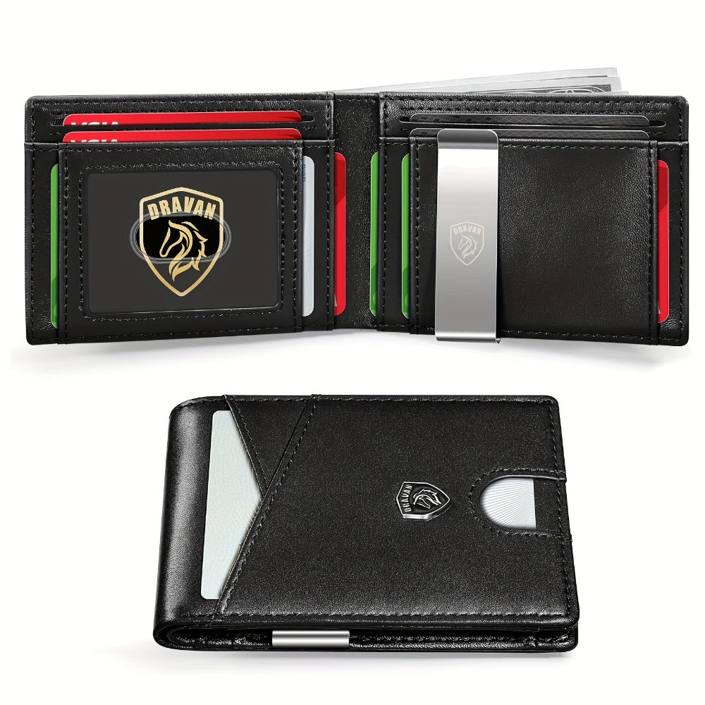 Ultra-Thin RFID Blocking Wallet for Men - 11 Card Slots Slim Front Pocket Minimalist Credit Card Holder with Carbon Fiber Money Clip & Gift Box