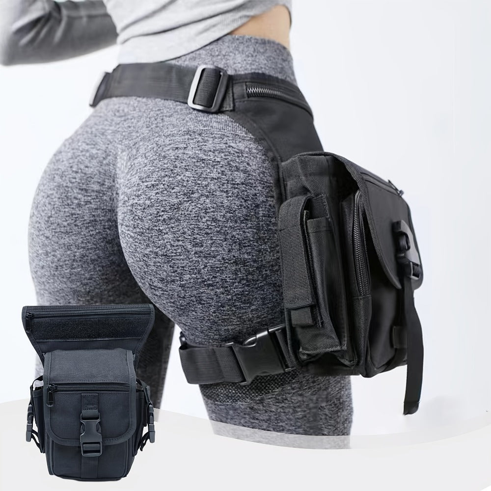 1x Multifunctional Cycling Outdoor Leg Bag - Oxford High Quality 9000D Fabric Tactical Waist Bag with Multilayer Pockets Adjustable Elastic Straps Quick Access for Outdoor Use (Black/Army Green/Khaki, 30x15x13cm/11.8x5.9x5.1in)