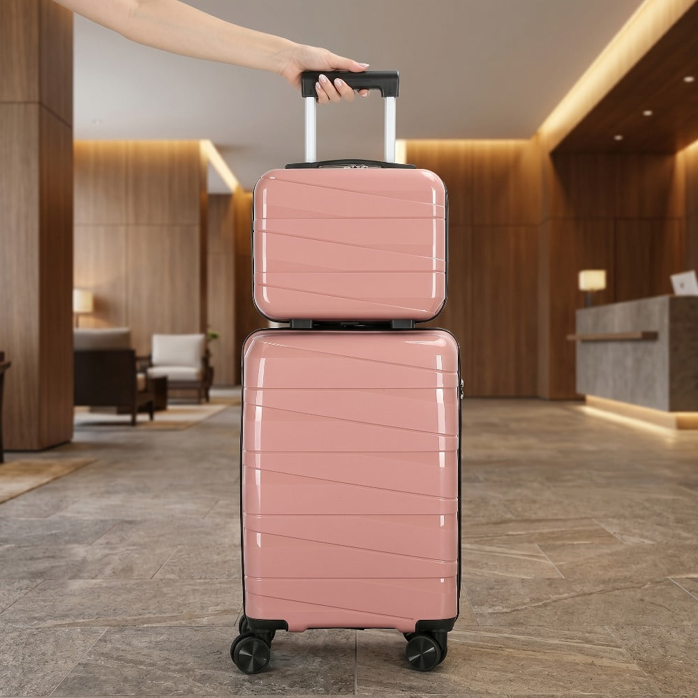 Luggage Box, Duffel Bag, Suitcase, Briefcase, 20-inch Luggage + 14-inch Handbag Set, 360° Rotatable Wheels, ABS High-hard Material, Phone Holder, Suitable for Students And Various Purposes Such As Going to School, Business Trips, And Traveling.