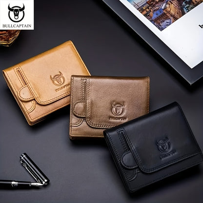 BULLCAPTAIN Leather Large-capacity Men's Wallet Driver's License Retro Leather Wallet Multi-card Position Thickened Credit Card Wallet Fashion Wallet Large-capacity Card Bag, Ideal Gift for Men The Most Valuable Gift for Christmas And Thanksgiving