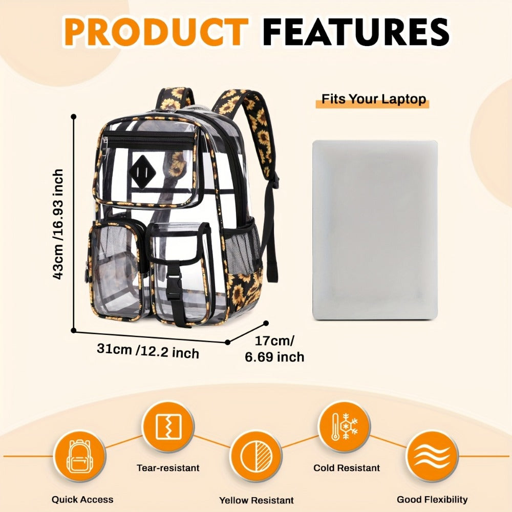 Laptop Backpack – PVC, Clear, Large Capacity, Transparent | Bag Vero – detail view 5