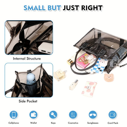 Stylish One-Shoulder Bag Made of PVC, Featuring a Solid Color And Ample Storage Space, Perfect for Casual Outings. This Women'S Easy Square Crossbody Bag Is Ideal for Stadium Concerts And Travel Makeup