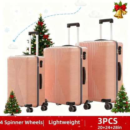 Three-Piece Luggage Set, Featuring Suitcase Collections with Four Spinner Wheels, a Lightweight Trolley Travel Case Suitable for Carry-On And Check-In During Business Trips, Available in Sizes 20", 24", And 28"
