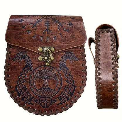 1pc Viking Medieval Style Embossed Waist Bag