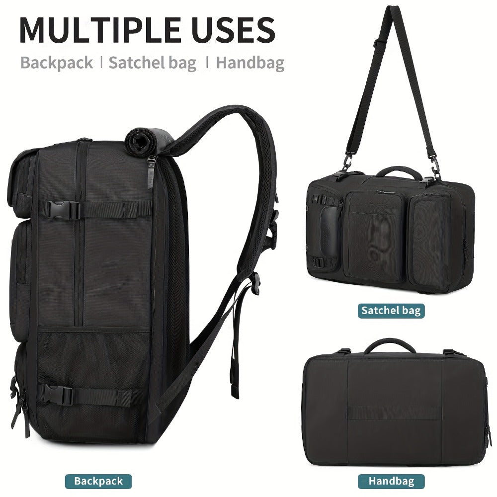 Men's travel backpack with laptop compartment, shoe compartment and adjustable strap - hiking, business and outdoor adventures