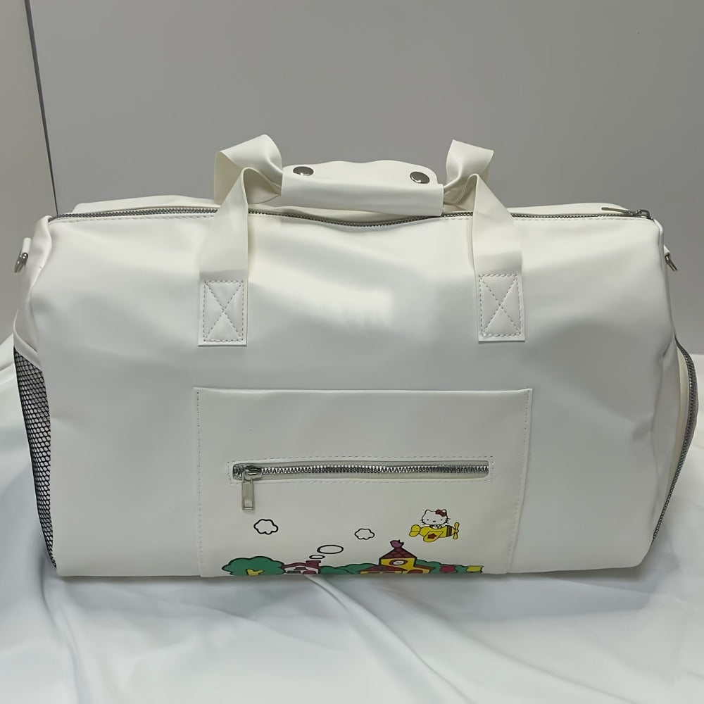 Sanrio Hello Kitty Travel Duffel Bag for Women Weekender Overnight Bags with Shoe Compartment Carry On Duffle Bag Adjustable Sports Gym Tote Bags